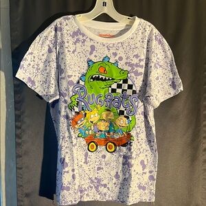 Nickelodeon T-Shirt with Orange Logo and Gray Pattern